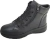 A black leather high-top boot with laces and a side zipper, shown against a white background. Anteprima dell’immagine prodotto