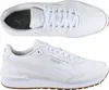 A top-down and side view of a pair of white Puma sneakers. Produktbild-Vorschau