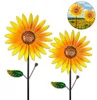2er Set Sonnenblumen-Windspiel aus Metall – 160 cm hoch, Ø Produktbild-Vorschau 1