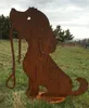 Hund Lucy mit Leine 50cm Edelrost Rost Metall Produktbild-Vorschau 1