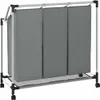 Cesta de ropa con ruedas y 3 compartimentos, color gris Vista previa de la imagen del producto 6