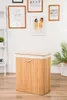 Grote Bamboe Wasmand 2 vakken met Deksel & stoffen Waszak - Productafbeelding-voorbeeld 3