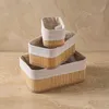Set mit 3 Bambuskörben mit Stoffeinlage, 30 x 20 x 13 cm Produktbild-Vorschau 5