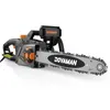 A studio shot of an electric chainsaw against a white background. Produktbild-Vorschau