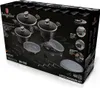 A product box for a cookware set, showing the contents and features. Voir les images du produit