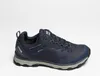 A single navy blue hiking shoe with gray accents is shown against a white background. Produktbild-Vorschau