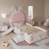A child's bed with a bunny theme, featuring a slide and stairs, in a bedroom setting. Anteprima dell’immagine prodotto