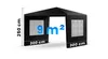 A black gazebo with dimensions and area indicated. Produktbild-Vorschau