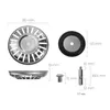 Diagrams showing the dimensions of sink strainers and related parts. Produktbild-Vorschau