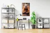 A room with a desk, shelves, and a large picture of a capybara on the wall. Produktbild-Vorschau