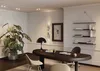 A modern home office with a desk, chair, plant, and shelves. Anteprima dell’immagine prodotto
