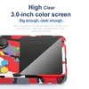 A close-up marketing image of a handheld game console with a camouflage pattern. Produktbild-Vorschau