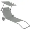 A gray beach lounger with wheels and a sunshade is shown against a white background. Anteprima dell’immagine prodotto