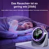 A person sleeping in bed with a desk fan on a nightstand. Produktbild-Vorschau