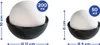 Two black bowls with white spheres inside, showing dimensions and volume. Produktbild-Vorschau