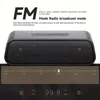 A black portable Bluetooth speaker is shown with text overlays describing its FM radio capabilities. Produktbild-Vorschau