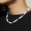 Männer Halskette Schwarz Weiß Bicolor Polymer Clay Retro Produktbild-Vorschau 4