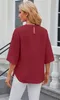 ASKSA Damen Bluse 3/4 aermel Plissee Rundhals Chiffon Produktbild-Vorschau 4