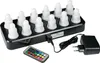 A set of 12 LED tealights with a charging base, remote control, and power adapter. Podgląd zdjęcia produktu