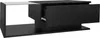 A black coffee table with a drawer pulled out, shown from a slightly elevated side angle against a white background. Produktbild-Vorschau