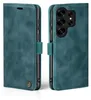 A teal flip cover phone case for a Samsung Galaxy S25 Ultra is shown from two angles. Produktbild-Vorschau