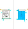 Two views of a Samsung battery pack, one showing the front with labels and the other showing the back with a blue protective film. Produktbild-Vorschau