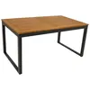 A rectangular outdoor dining table with a slatted wooden top and a black metal frame, shown against a white background. Produktbild-Vorschau