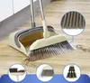 A broom and dustpan set on a wooden floor, with close-up insets showing the broom bristles. Náhľad obrázku produktu