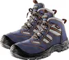 A pair of blue work boots with black soles and orange accents. Produktbild-Vorschau