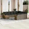 vidaXL 11-tlg. Garten-Sofagarnitur mit Kissen Grau Poly Produktbild-Vorschau 2