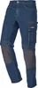 A pair of blue denim workwear-style jeans with gray knee patches and cargo pockets. Produktbild-Vorschau