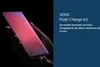 A hand holding a smartphone with a red screen, with text about VOOC Flash Charge 4.0. Produktbild-Vorschau