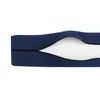 A close-up view of a dark blue cushion cover with a zipper partially open, revealing a white interior. Produktbild-Vorschau
