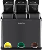 A black three-compartment recycling bin with colored pedals. Náhľad obrázku produktu
