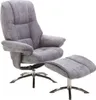 Relaxsessel mit Hocker - Hellgrau - Mikrofaserbezug - mit Produktbild-Vorschau 1