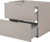 A beige bathroom cabinet with two drawers, one of which is partially open. Produktbild-Vorschau