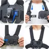 Collage showing how to attach a GoPro camera to a chest mount. Náhľad obrázku produktu