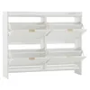 A white shoe cabinet with multiple flip-down compartments. Produktbild-Vorschau
