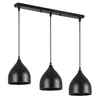 A black three-light pendant lamp with conical shades, shown against a white background. Produktbild-Vorschau