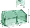 A green greenhouse with dimensions indicated by text and arrows. Produktbild-Vorschau