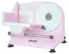 A pink electric slicer is shown from a front-side angle against a white background. Náhľad obrázku produktu