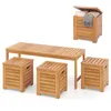 COSTWAY Gartenbank Holz mit 3 Aufbewahrungsboxen, Holzbank Produktbild-Vorschau 1