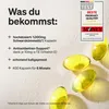 Marketing image for Schwarzkümmelöl capsules, highlighting benefits and quantity, with a product award badge. Anteprima dell’immagine prodotto