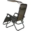 A brown and black reclining garden chair with a canopy, shown from a side-angle against a white background. Produktbild-Vorschau