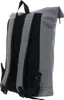 The back view of a gray roll-top backpack with black straps. Produktbild-Vorschau