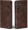 Two views of a brown leather flip phone case for a Samsung Galaxy A55 5G. Produktbild-Vorschau