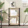 A bookshelf with books and binders on it, placed in a room with a plant and a side table. Produktbild-Vorschau