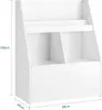A white children's bookshelf with dimensions indicated. Náhľad obrázku produktu