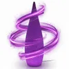 A purple LED floor lamp with swirling purple light effects around it. Produktbild-Vorschau