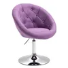 A purple upholstered swivel chair with a silver base. Produktbild-Vorschau